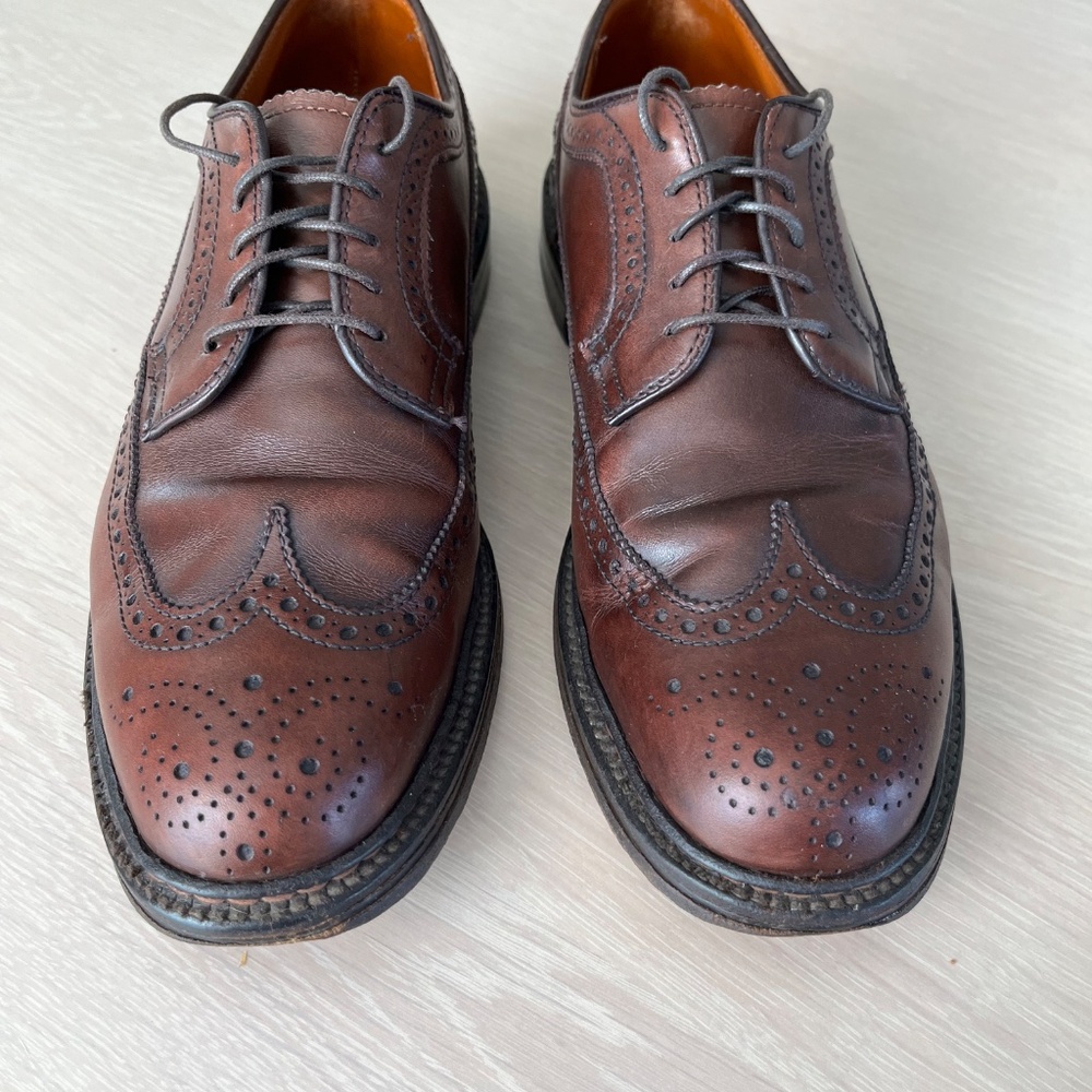 Alden Shoes Mens 7.5 Long Wing Gunboat Bluchers Dark Brown Calfskin for J. Crew - Picture 2 of 14